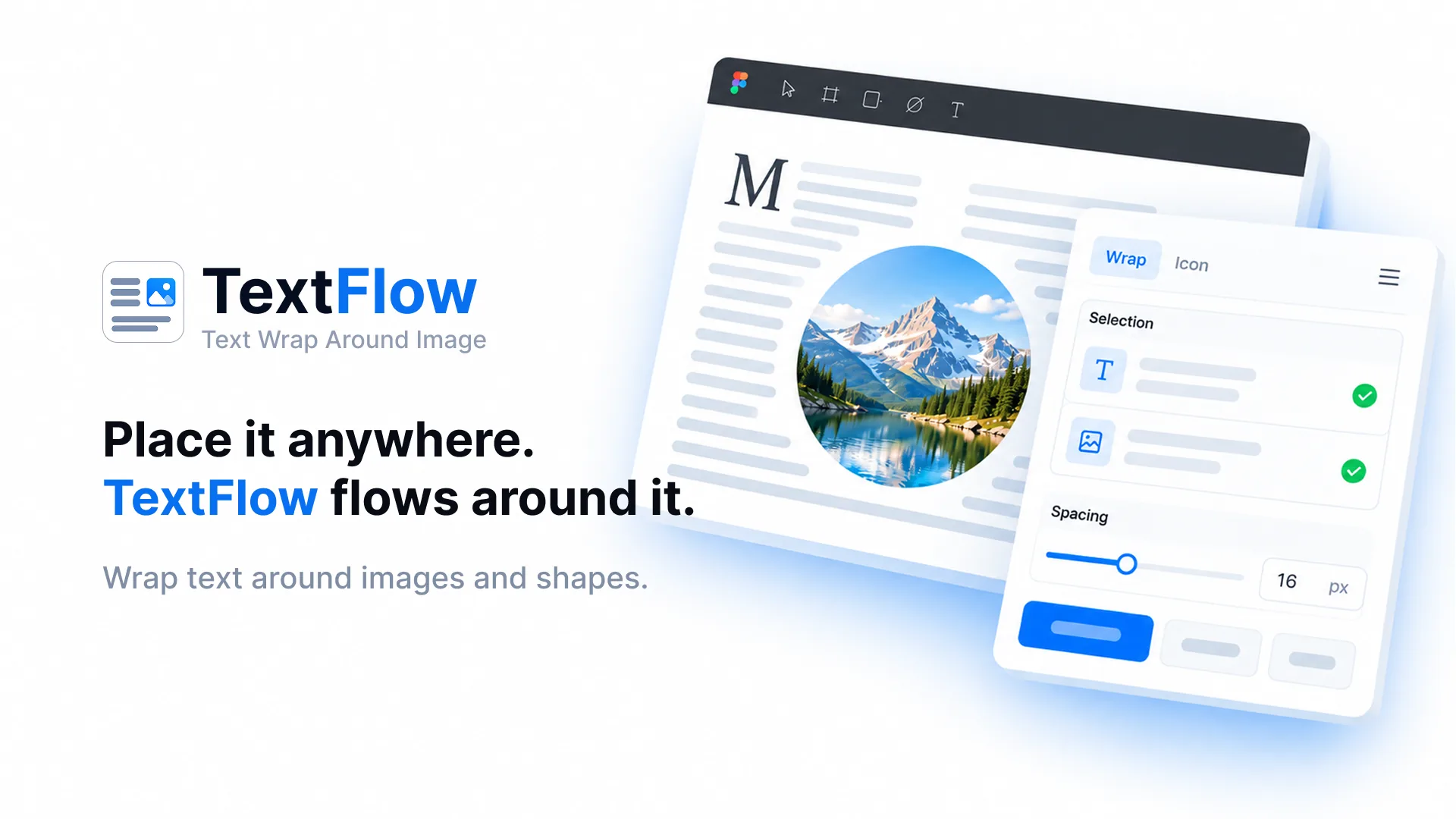 TextFlow – text wrap plugin for Figma wrapping text around an image