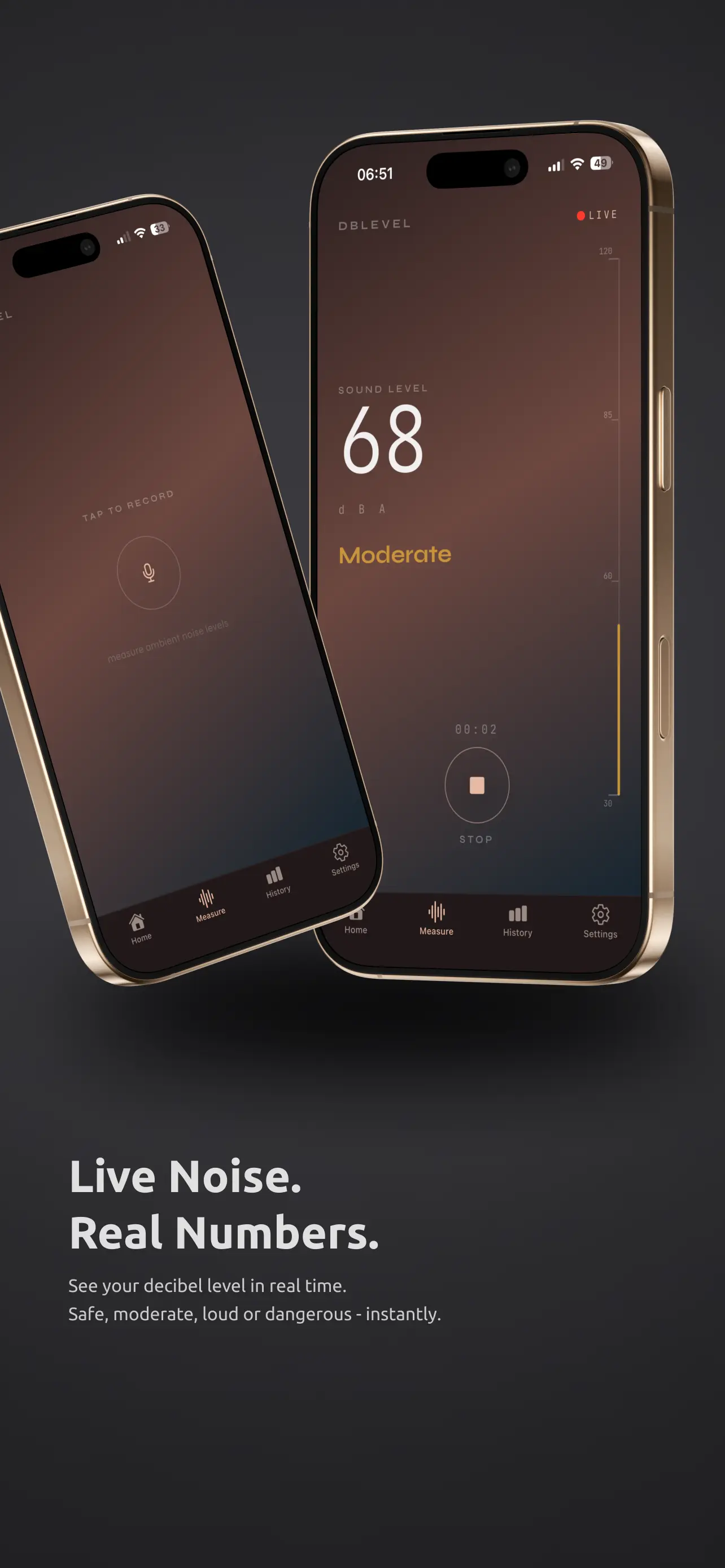 dBLevel Decibel Meter – History screen