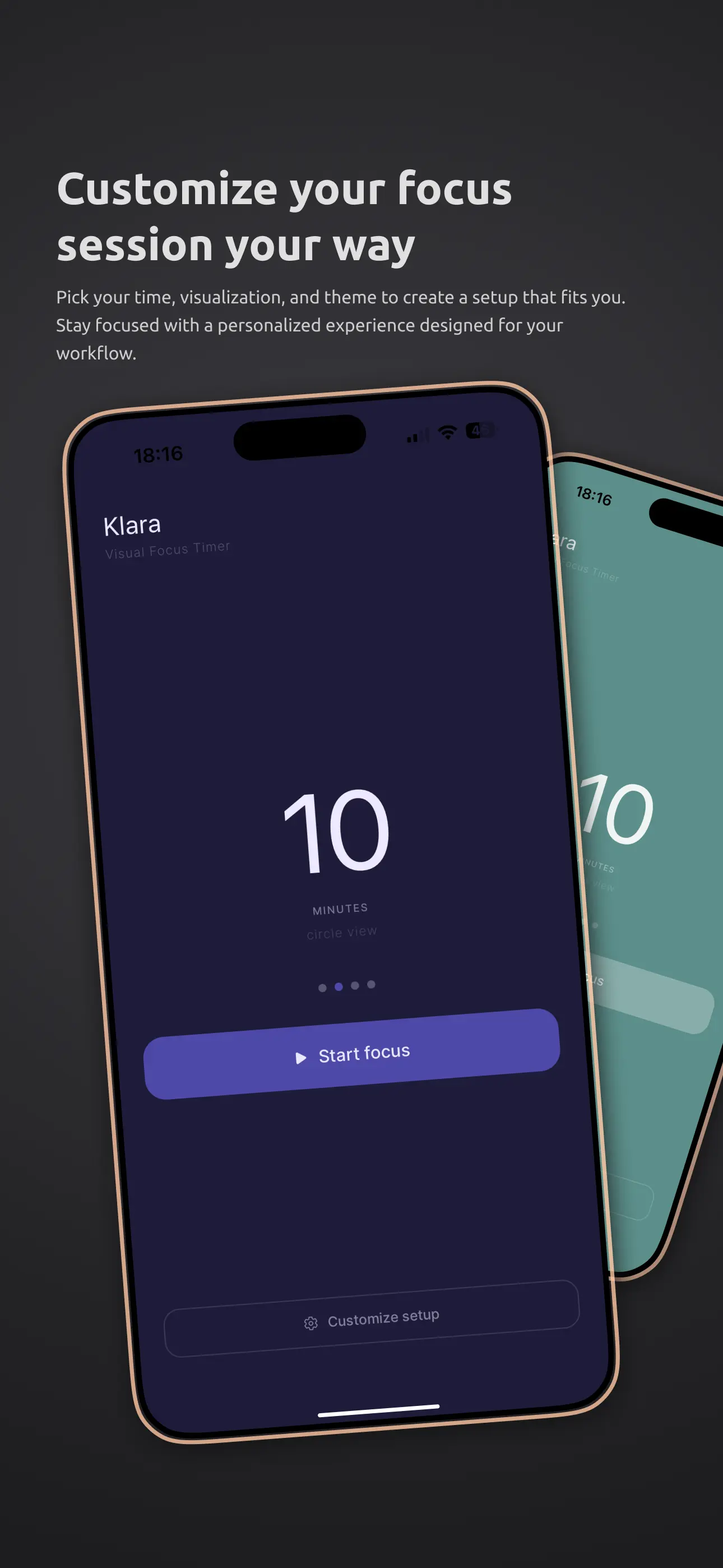 Klara Visual Focus Timer – Break screen