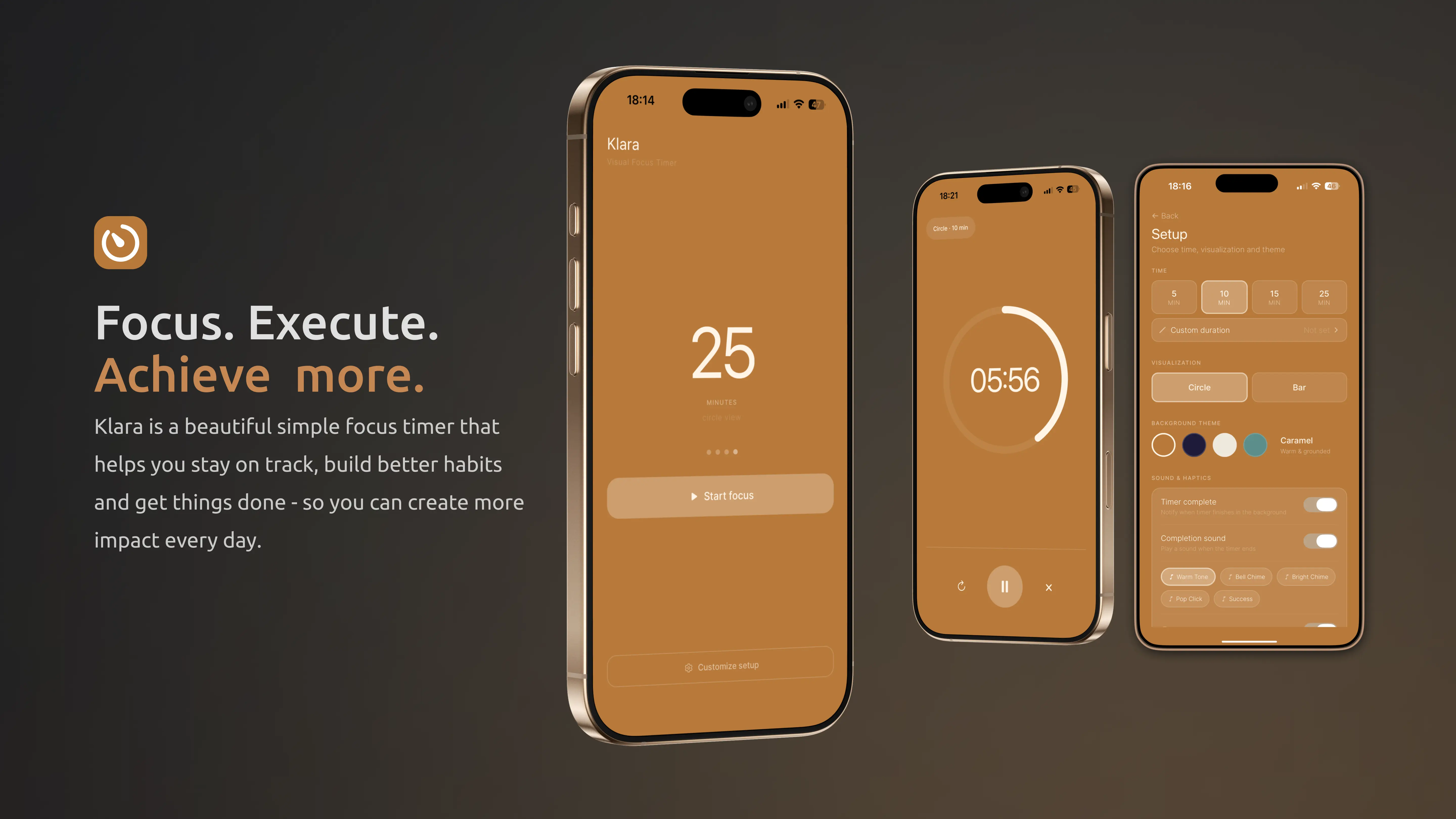 Klara visual focus timer app for iPhone